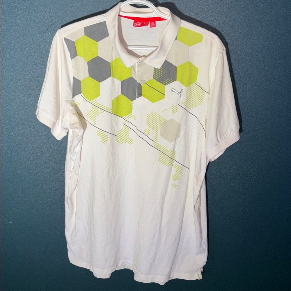 Puma Men’s Short Sleeve Golf Polo Tiles Shirt Size Large